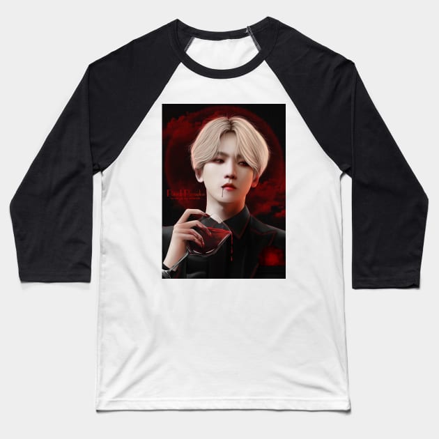 Midnight hunger - Baekhyun Baseball T-Shirt by PanicInParadise